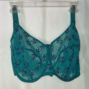 Panache Teal Leaf Embroidered Bra